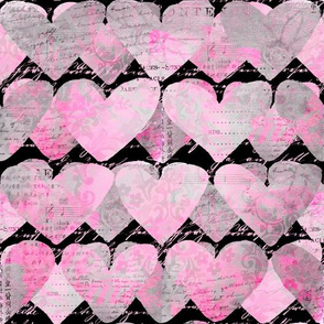 Heart Pattern Pink Black