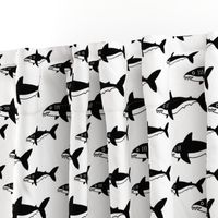Shark friends cool ocean themed kids pattern black and white monochrome baby