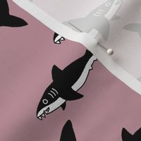 Shark friends cool ocean themed kids pattern black and white pink fall