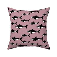 Shark friends cool ocean themed kids pattern black and white pink fall