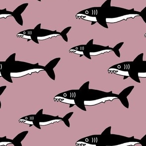 Shark friends cool ocean themed kids pattern black and white pink fall