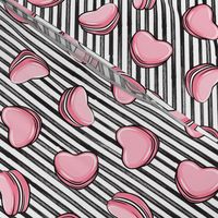 Heart Shaped Macarons - Valentines day  - pink on stripes