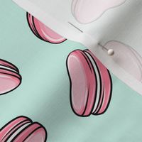 Heart Shaped Macarons - Valentines day  - pink on aqua