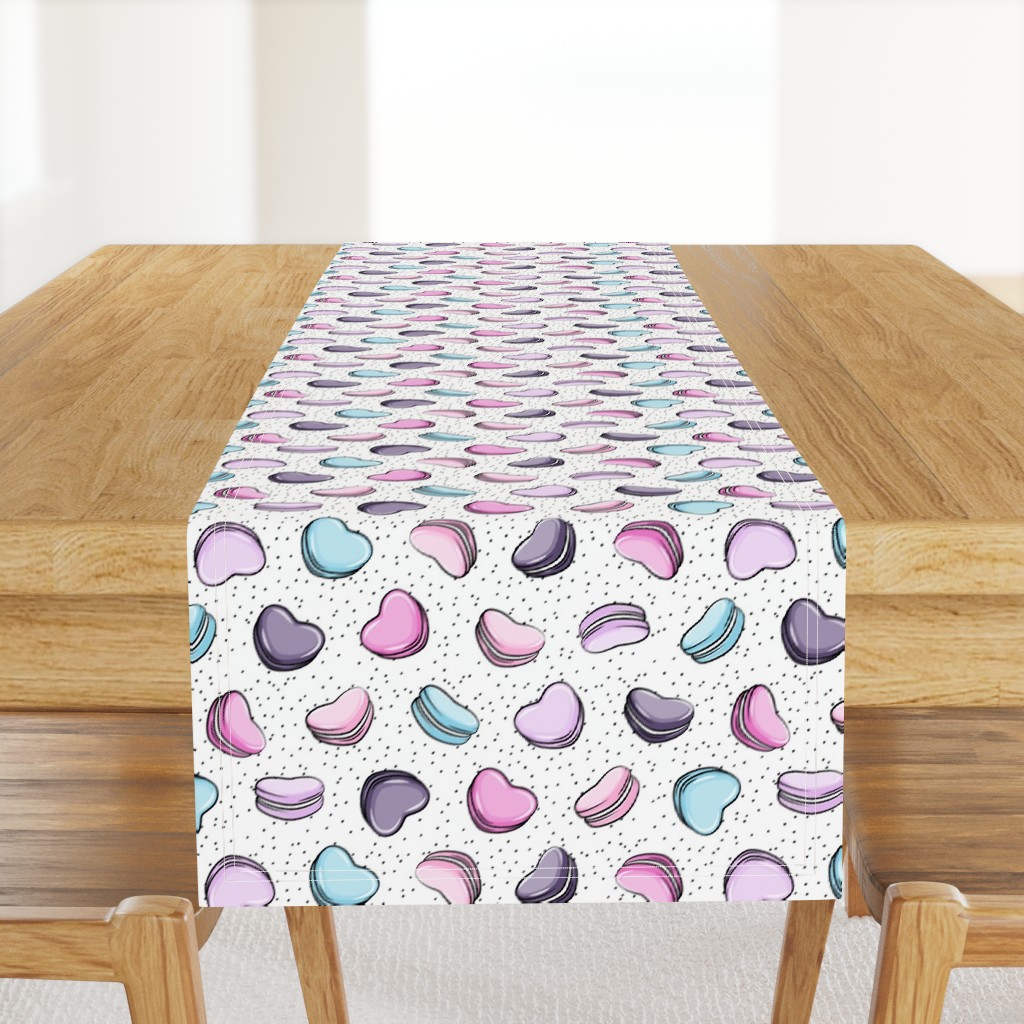 Heart Shaped Macarons - Valentines day  - multi (purple & blues) on scatter polkas