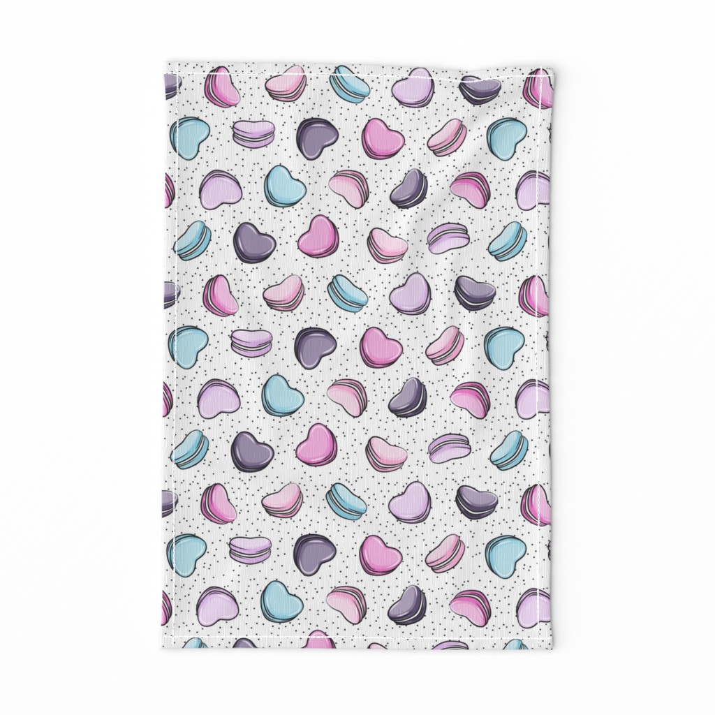 Heart Shaped Macarons - Valentines day  - multi (purple & blues) on scatter polkas