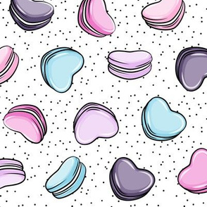 Heart Shaped Macarons - Valentines day  - multi (purple & blues) on scatter polkas