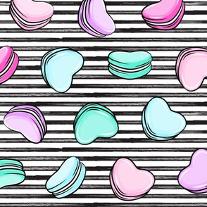 Heart Shaped Macarons - Valentines day  - OG on black stripes