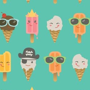 Ice Cream and Popsicles on Blue