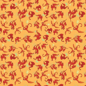 Dragons Red on Yellow