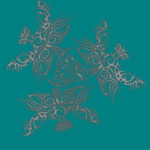 Intertwining of dragonflies on teal