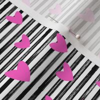 hearts on stripes - pink on black