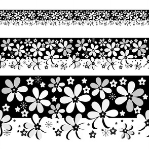 Black and white floral pattern with border
