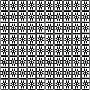 Star Quilt Pattern Block Black on White