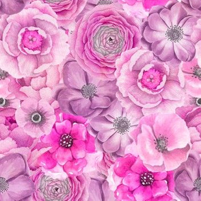 Pink Watercolor Flower Pattern