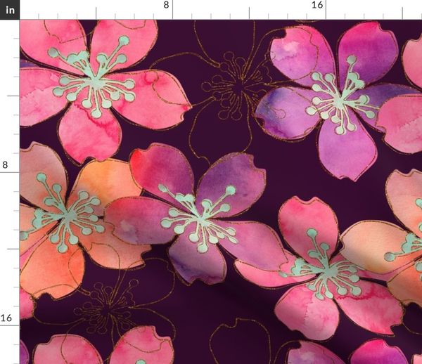 Abstract Watercolor Flowers Spoonflower