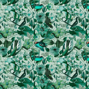 Green Forest And Bird Pattern