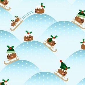 Sledding Holiday Puddings 