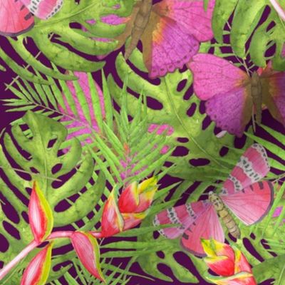 Tropical Leaf And Butterfly Pattern
