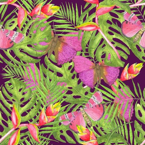 Tropical Leaf And Butterfly Pattern
