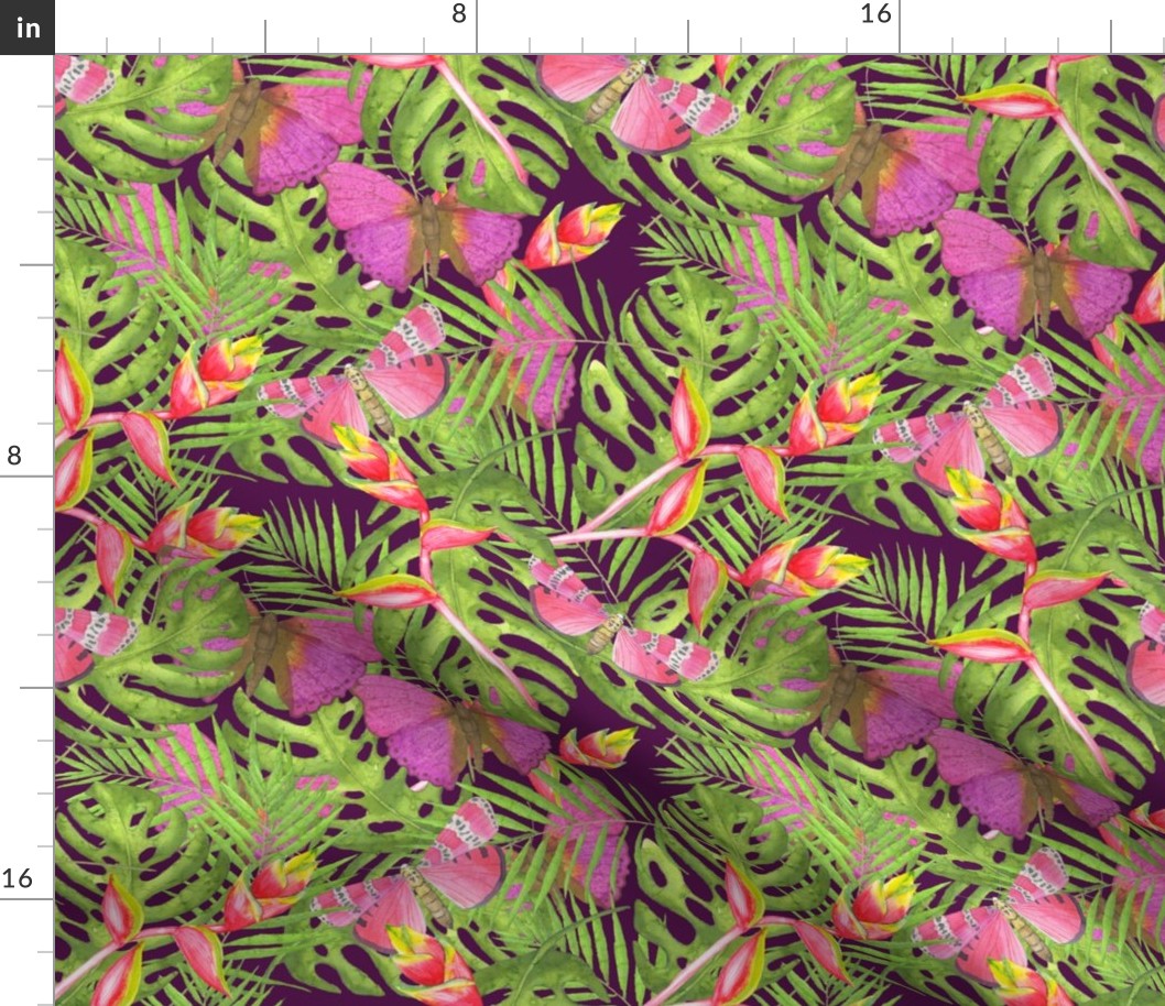 Tropical Leaf And Butterfly Pattern