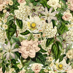 Vintage Beige Cream Flowers