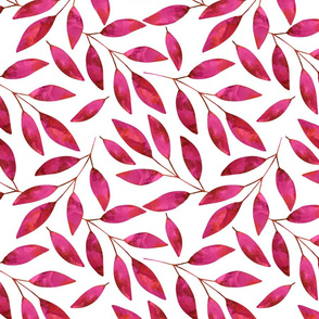 Pink watercolor leaf pattern