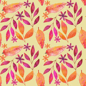 Pastel Watercolor Leaf Pattern