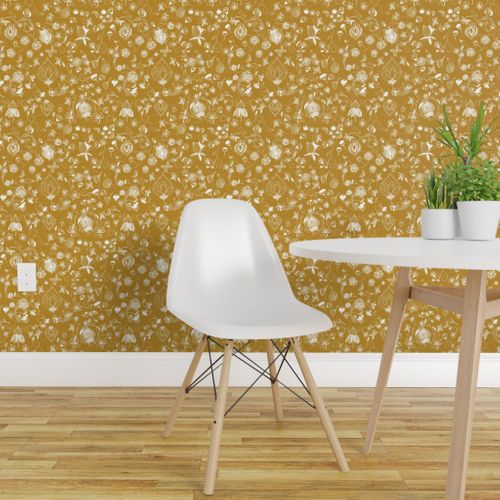 Gold White Chinoiserie Wallpaper