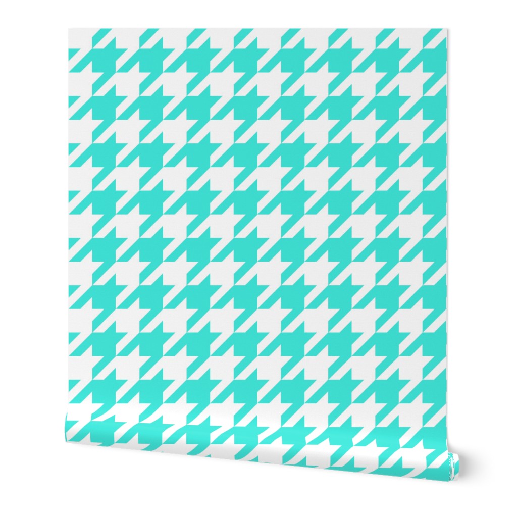 Houndstooth Check // Turquoise  & White ((Medium))