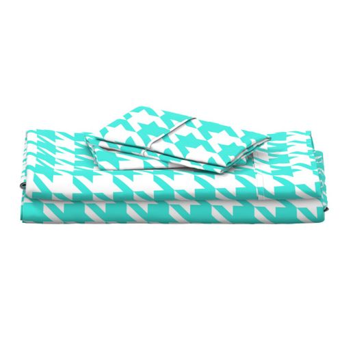 Houndstooth Check // Turquoise  & White ((Medium))