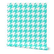 Houndstooth Check // Turquoise  & White ((Medium))