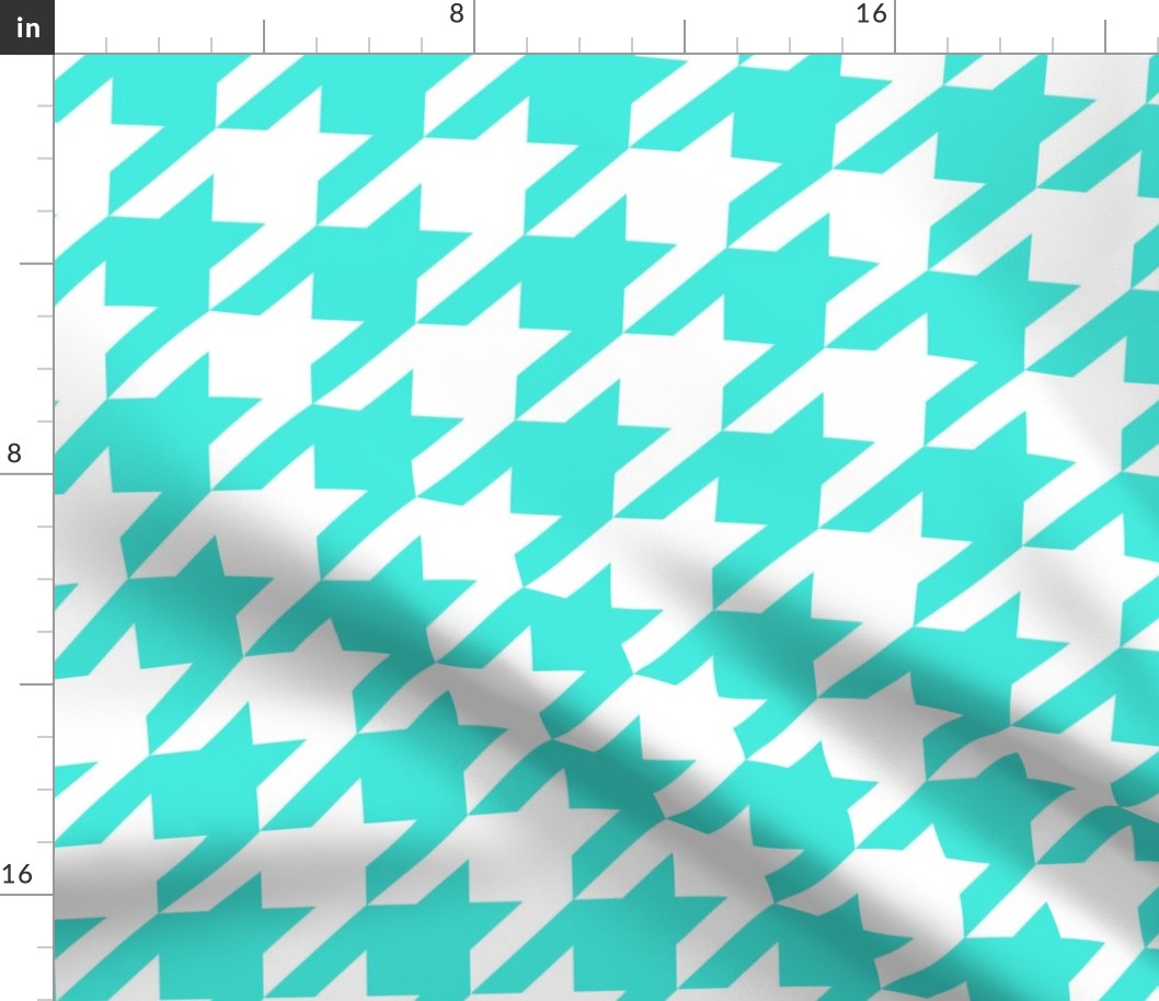 Houndstooth Check // Turquoise  & White ((Medium))