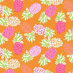 Tropical Pineapples on Orange