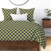 yellow and navy diagonal tartan