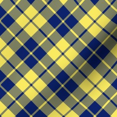 yellow and navy diagonal tartan