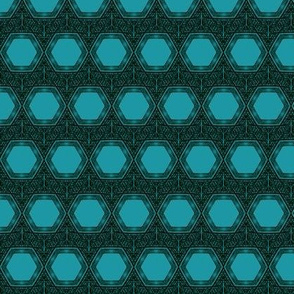Sketchy Hexis of Black on Summer Teal - Extra Small Scale