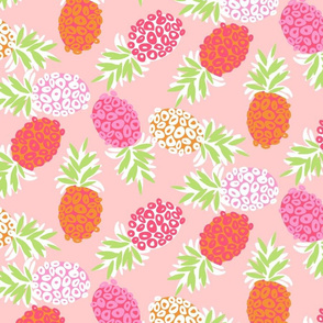 Tropical Pineapples on Pink