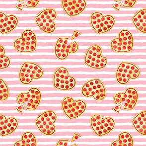 (1" scale) heart shaped pizza - valentines day - pink stripes C18BS
