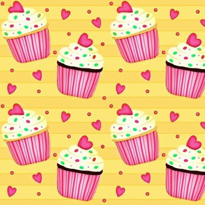 Cup Cakes for my Sweetheart!  pink & yellow 