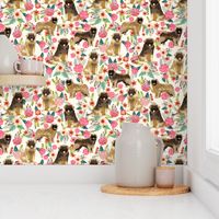 leonberger dog fabric // dog fabric, dog breeds fabric, leonberger fabric, floral dog fabric, floral dog, cute dog, pet, pet friendly fabric - cream