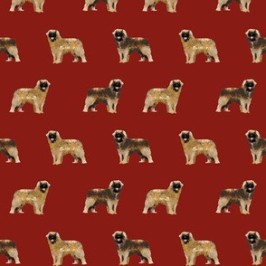 leonberger dog fabric // pet dog fabric, pet friendly fabric, dog breeds fabric, dog design, cute dog - dark red