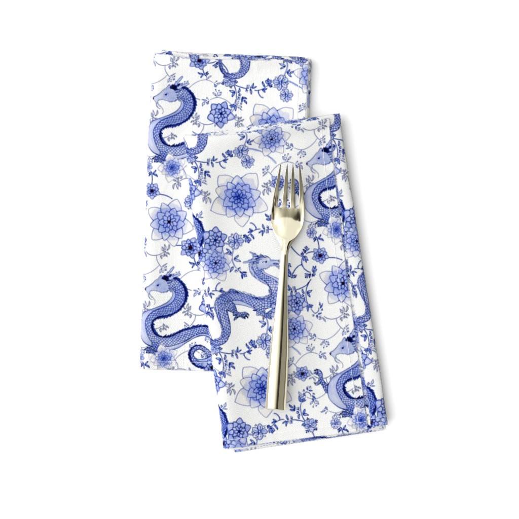 Chinoiserie Cobalt blue dragons // small