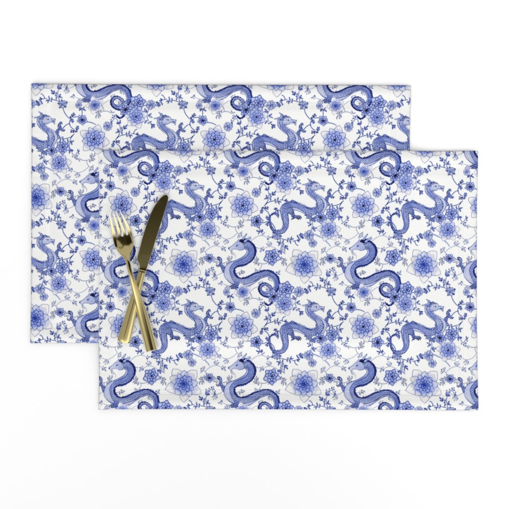 Chinoiserie Cobalt blue dragons // small