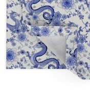 Chinoiserie Cobalt blue dragons // small