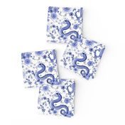 Chinoiserie Cobalt blue dragons // small