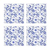 Chinoiserie Cobalt blue dragons // small