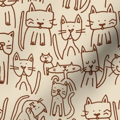 Doodle Cats Beige