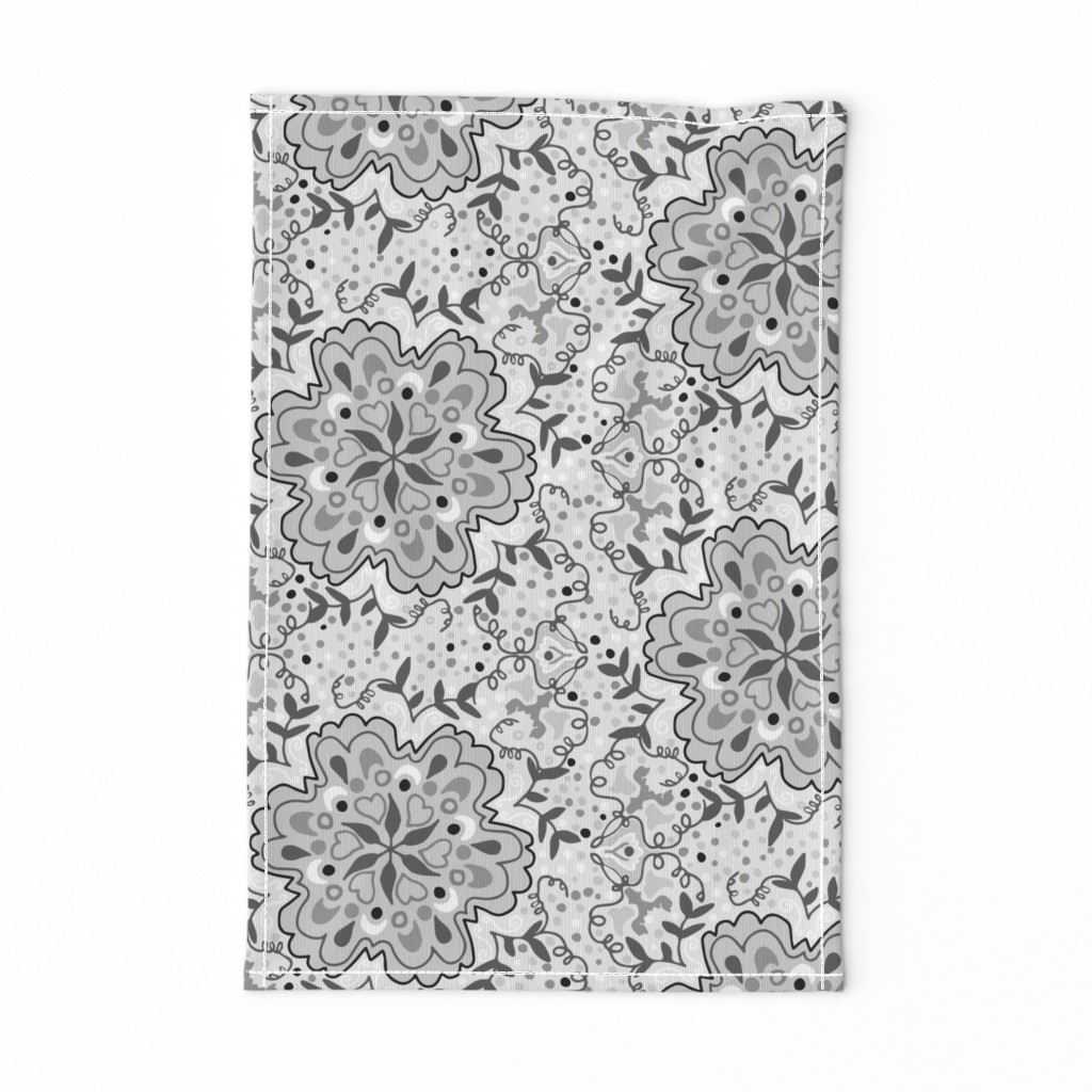 Gray Scale Floral Damask