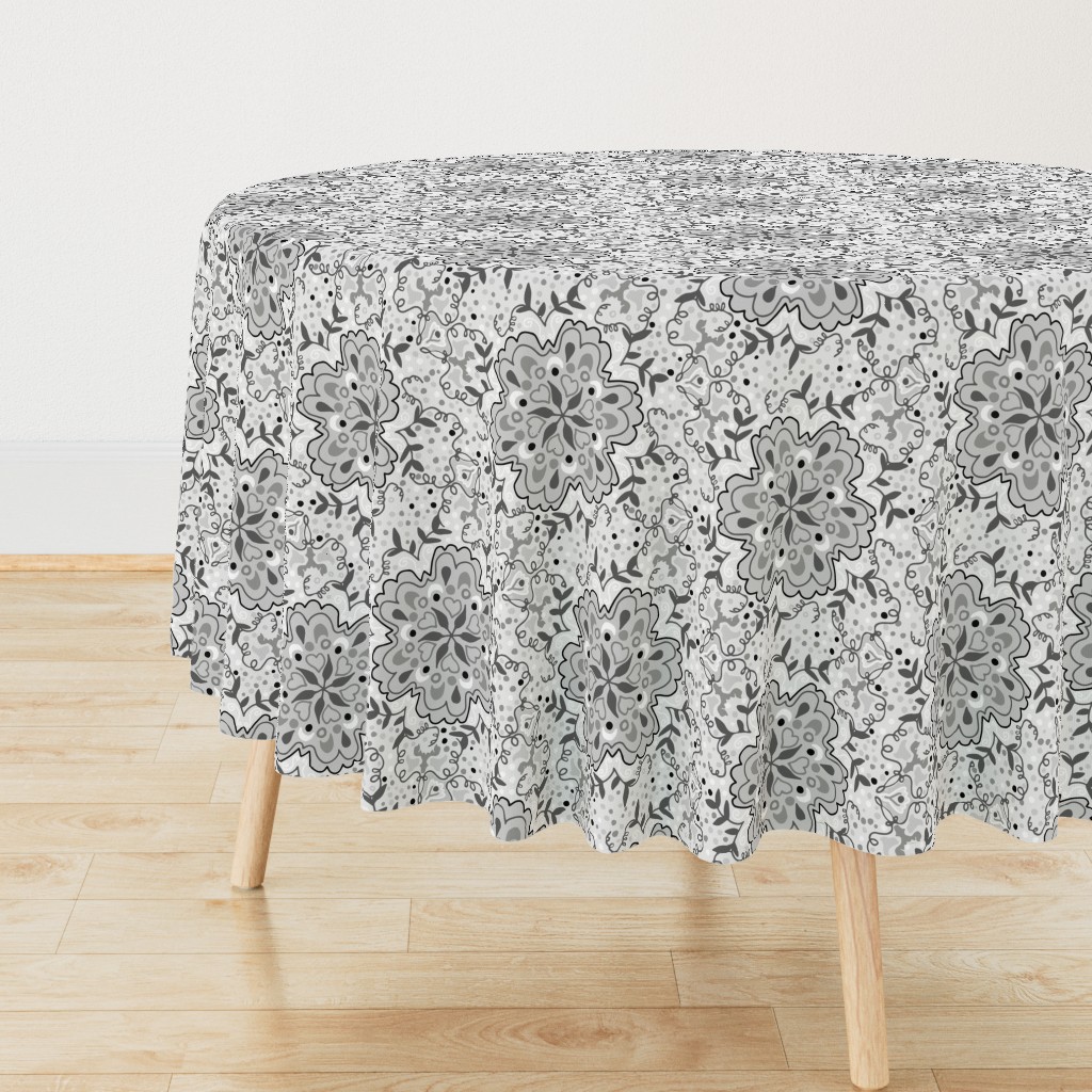 Gray Scale Floral Damask