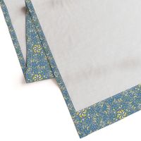 Blue and Yellow Flower Damask